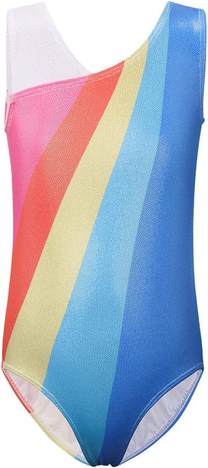 HUAANIUE Girls Teamwear Dance Gymnastics Ballet Sparkle Mystique Leotard Short Sleeve