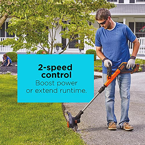 BLACK+DECKER 20V MAX String Trimmer, 2Speed, 12Inch, Cordless (LST522