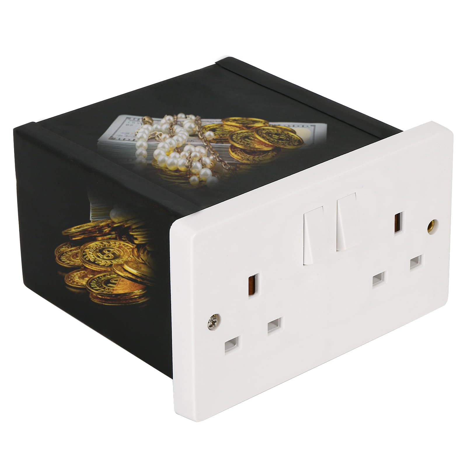Btstil Hidden Wall Safe Outlet, Secret Wall Safe Double Plug Socket Wall Safe Hiding Storage, Secret Outlet Box for Hiding Money Jewellery
