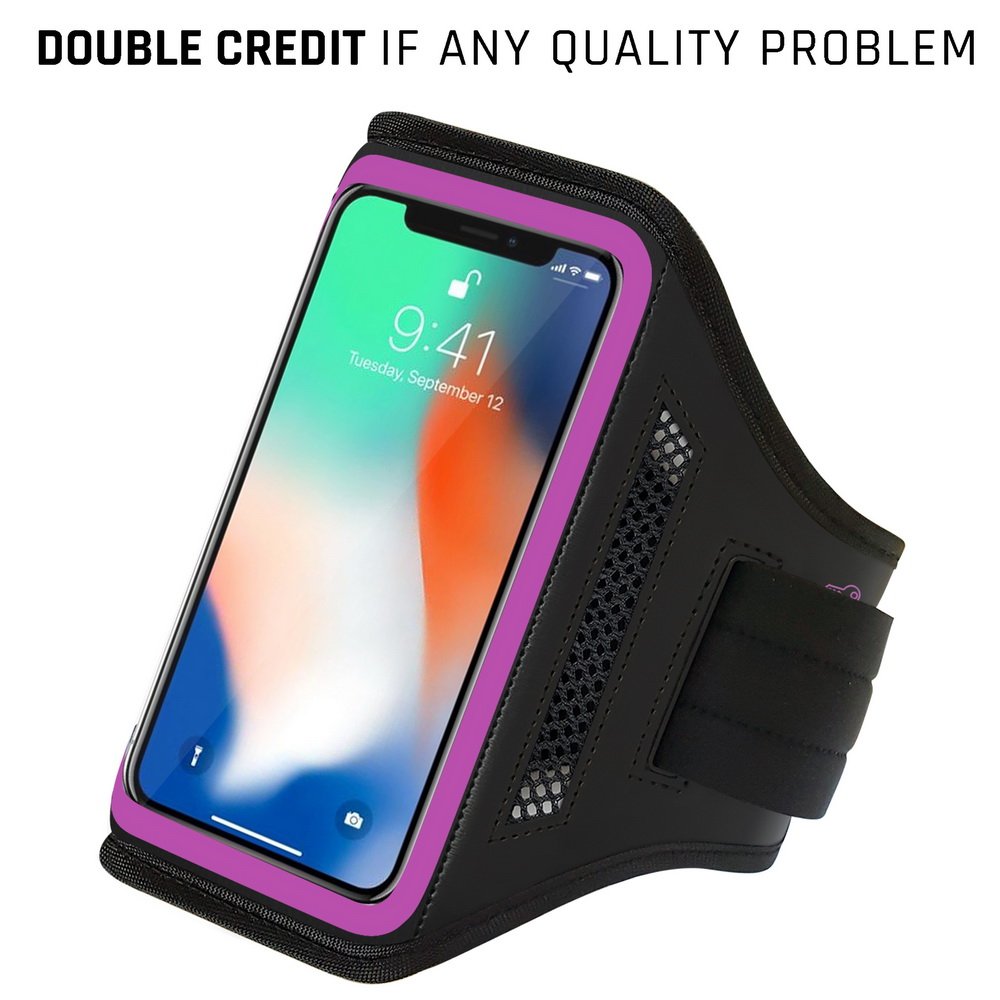 LOVPHONE Running Armband for iPhone X, Waterproof Sport Outdoor Gym Running Key Holder Card Slot Phone Case Bag Armband (Rosy)