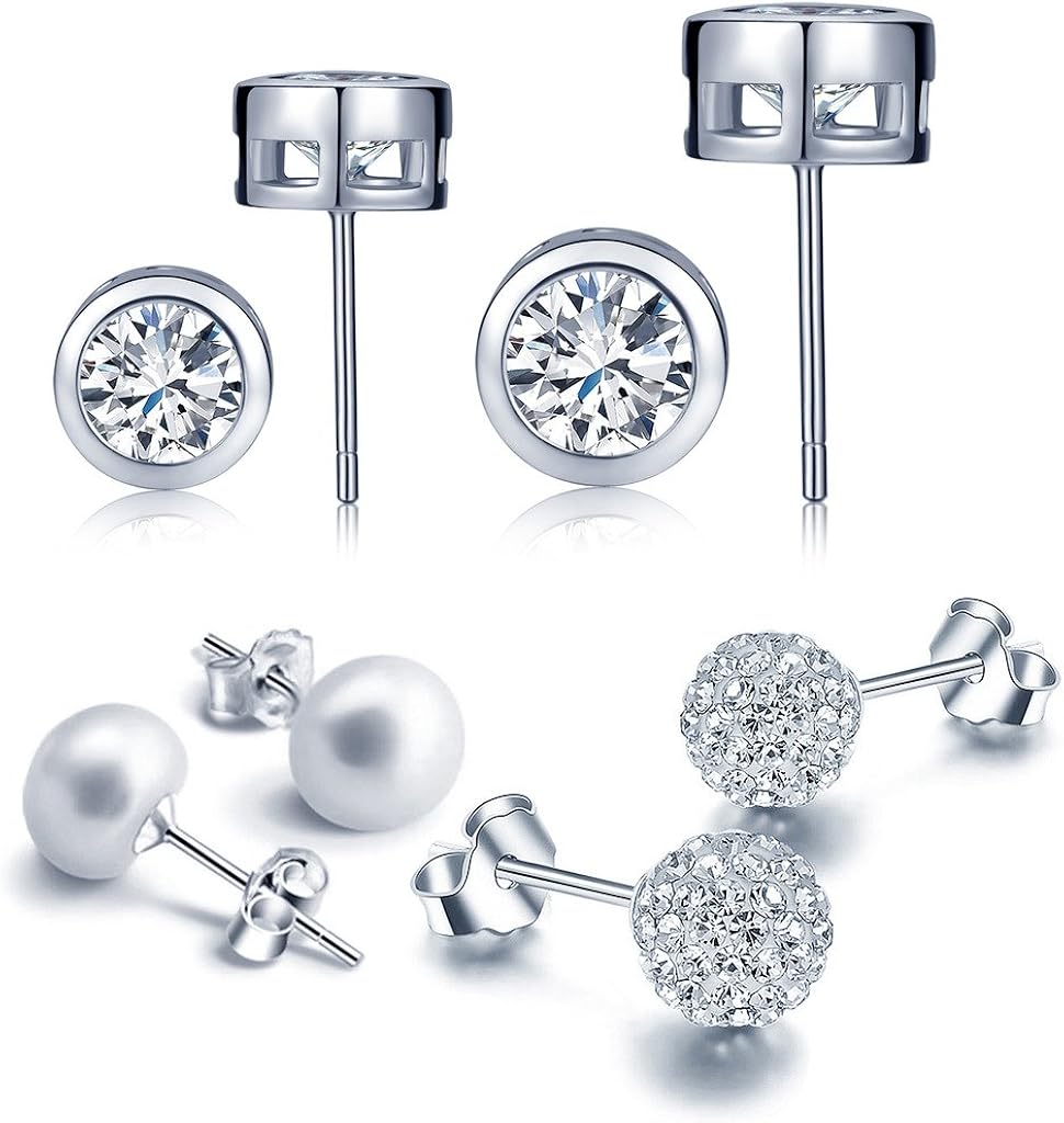 Set De Bijoux Zircon Bleu Argent 925 Pour Femme – Collier & Boucles D'oreilles 3 Griffes – Cadeau élégant
