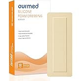 Ourmed Silicone Foam Dressings(2"x 5" - 10 Packs) with Tender Adhesive Border, Sterile Advanced Absorbent Bandage, Wound Care for Bed Sores, Pressure Ulcers, Foot Diabetic Ulcer