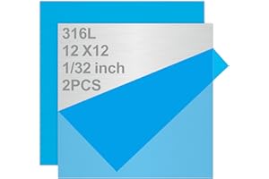 TELLYOUWIN 316L Stainless Steel Sheet 12x12x0.031 (23 Ga) 2 Pack, Brushed Metal Plates for Home DIY, Jewelry Making, Model Building - Rust Resistant, Cut-to-Size Ready