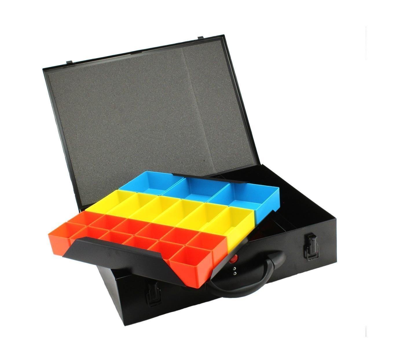 DJM Direct Metal Storage Screw Fixing Organiser Tool Compartment Box Case Black (Large Double (440 x 330 x 95mm))