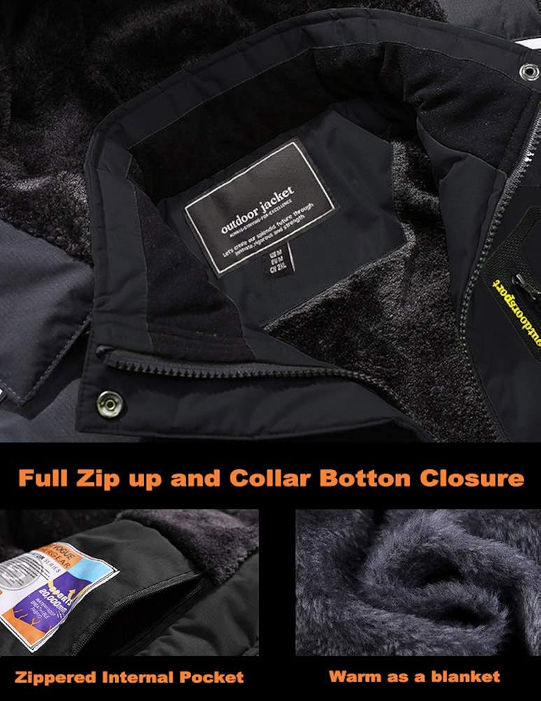 BIYLACLESEN Men's Winter Coats Windproof Parka Fleece Lined Ski Snowboard Jacket Windbreaker: Clothing