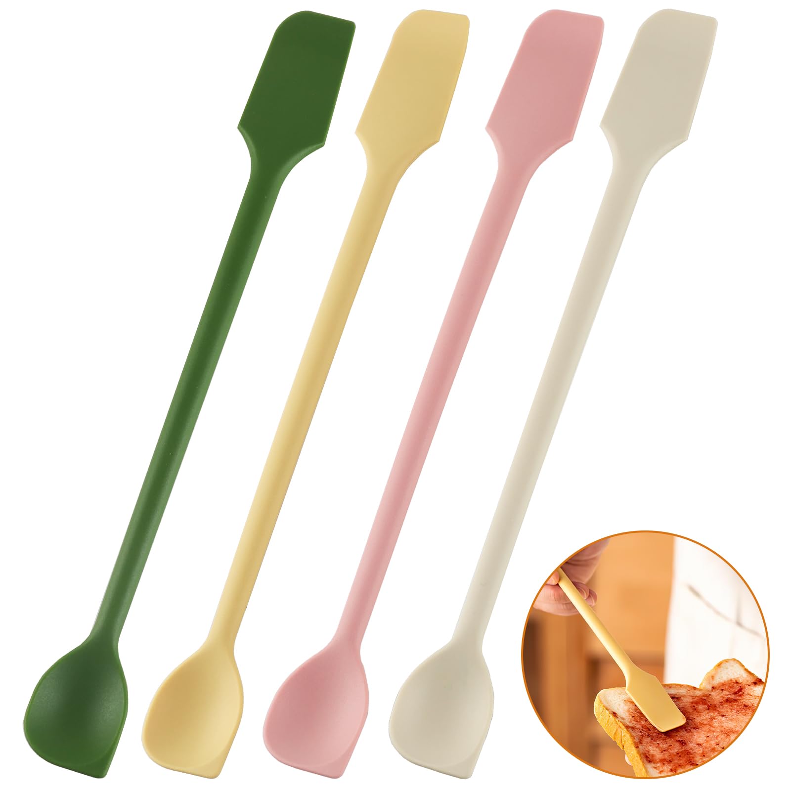 Photo 1 of ****** 2 PACK*****4 Pcs Mini Silicone Spatulas, Reusable Double-end Jar Scrapers for Jam, Lotion, Narrow Bottles