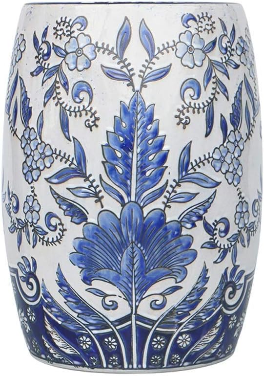 YZjk Shoe Stool Ceramic Round Drum Style Living Room Model Room Decoration Blue and White Porcelain Stool Embroidered Dressing Stool Shoe Bench