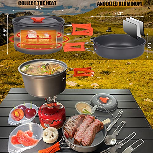 Bisgear Camping Cookware Mess Kit Portable Backpacking Cooking Pot