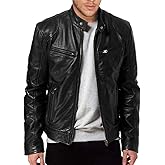 The Leather Factory Men's SWORD Genuine Lambskin Leather Biker Jacket