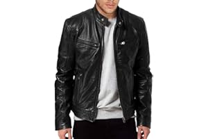The Leather Factory Men's SWORD Genuine Lambskin Leather Biker Jacket