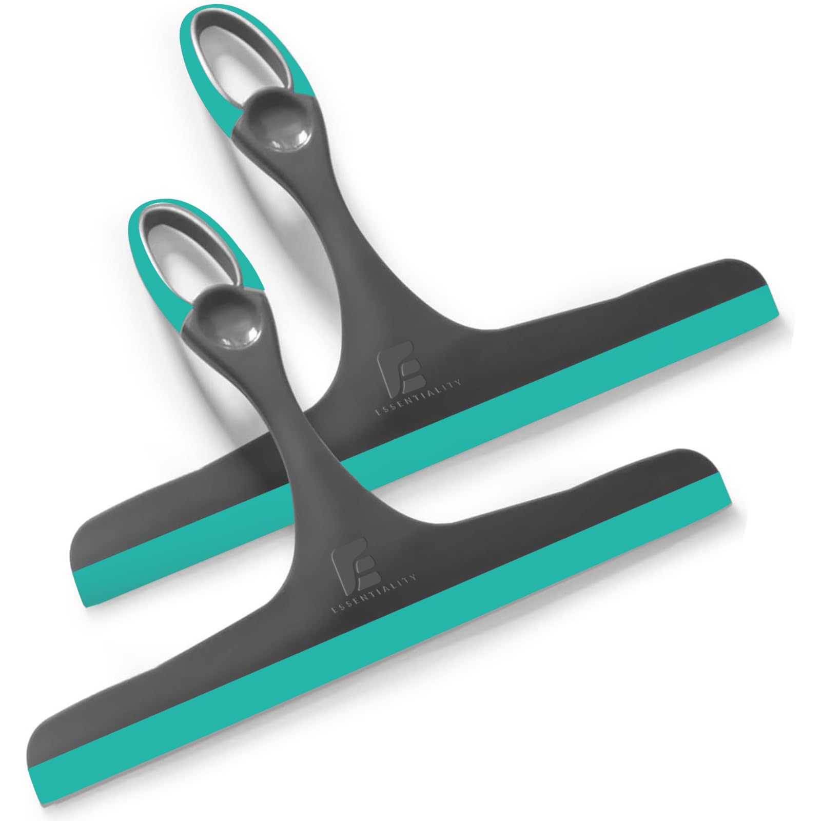 Essentiality 2-Pack Multipurpose Window Squeegee - Turquoise/Grey Durable Shower Squeegees For Mirrors & Tiles - Window Cleaner For Cars, Bathroom & Kitchen — image 1