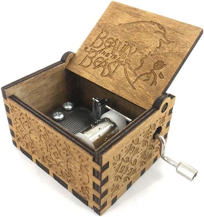 Cuzit Caja de música de madera con diseño de manivela y bestia: Amazon.es: Hogar