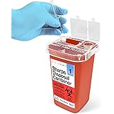 Sharps Containers for Home Use - 1 Quart (1-Pack) Biohazard Syringe and Needle Disposal Containers - Small Sharps Box for Tra