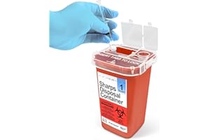SHOP SQUARE Sharps Containers for Home Use - 1 Quart (1-Pack) Biohazard Syringe and Needle Disposal Containers - Small Sharps Box for Travel and Professional Use