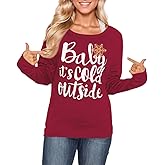 ALIREVERIE Christmas Women's Long Sleeves Crewneck Graphic Sweatshirt