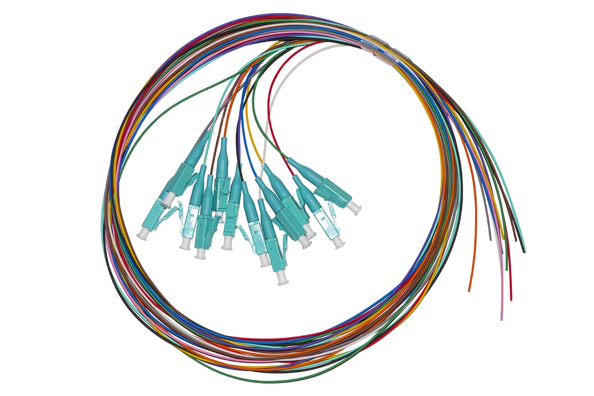 LINK LKLC12PT3 Pigtail Cables, Fiber Optic Cables, LC Om3 Simplex Connectors, 1 m, Multicolor