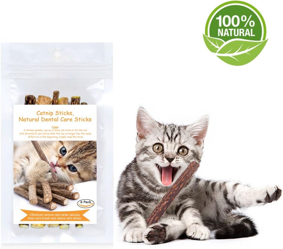 Catnip Sticks for Cats Chew Sticks Toy Teeth Cleaning and Fresh Breath (pack of 6)