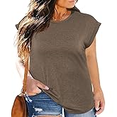 ForHailey Women's Plus Size Summer Tops Cap Sleeve Basic T Shirts Casual Tee Cute Clothes Trendy Fashion Outfits