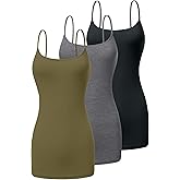 Reolena Cotton Long Camisole with Adjustable Spaghetti Straps Tank Top for Women Layering Lightweight Cami Undershirts