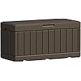 Greesum 82 Gallon Resin Deck Box Large Outdoor Storage for Patio Furniture, Garden Tools, Pool Supplies, Weatherproof and UV Resistant, Lockable, Dark Brown