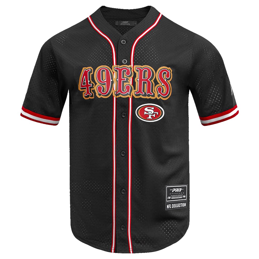 Photo 1 of Pro Standard Mens NFL San Francisco 49ers Mesh Button Down Mesh Top Black/Red XL