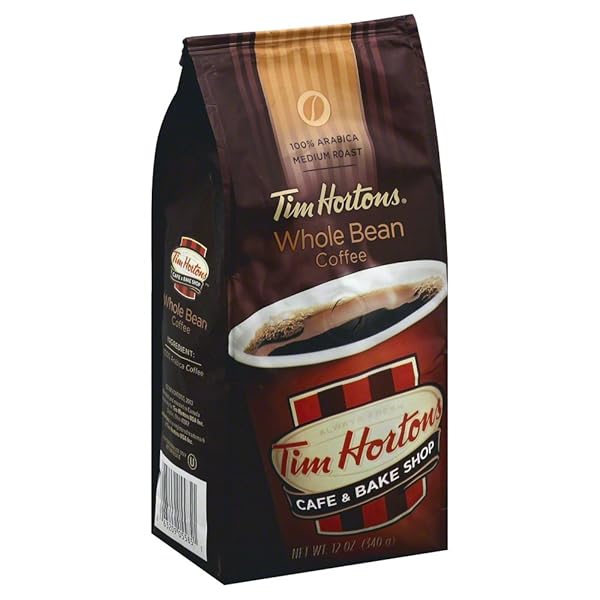 TIM HORTONS WHOLE BEAN ORIGINAL, MEDIUM ROAST COFFEE, MADE WITH 100% ARABICA BEANS, 12 OUNCE BAG