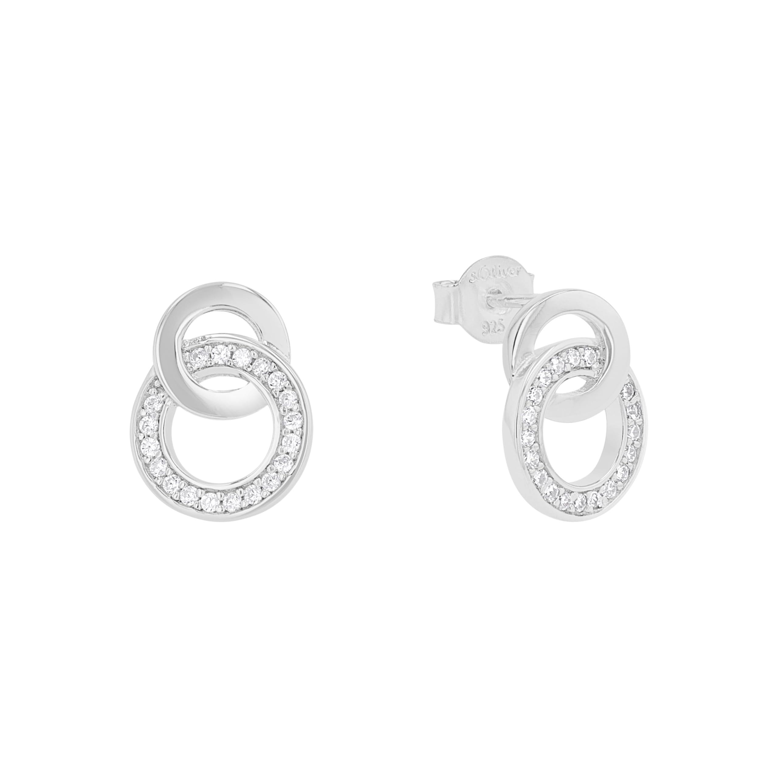 s.Oliver Earrings Women Ear jewelry, with Zirconia synth., 1,3 cm, Silver, Comes in jewelry gift box, 2015121 โ image 1