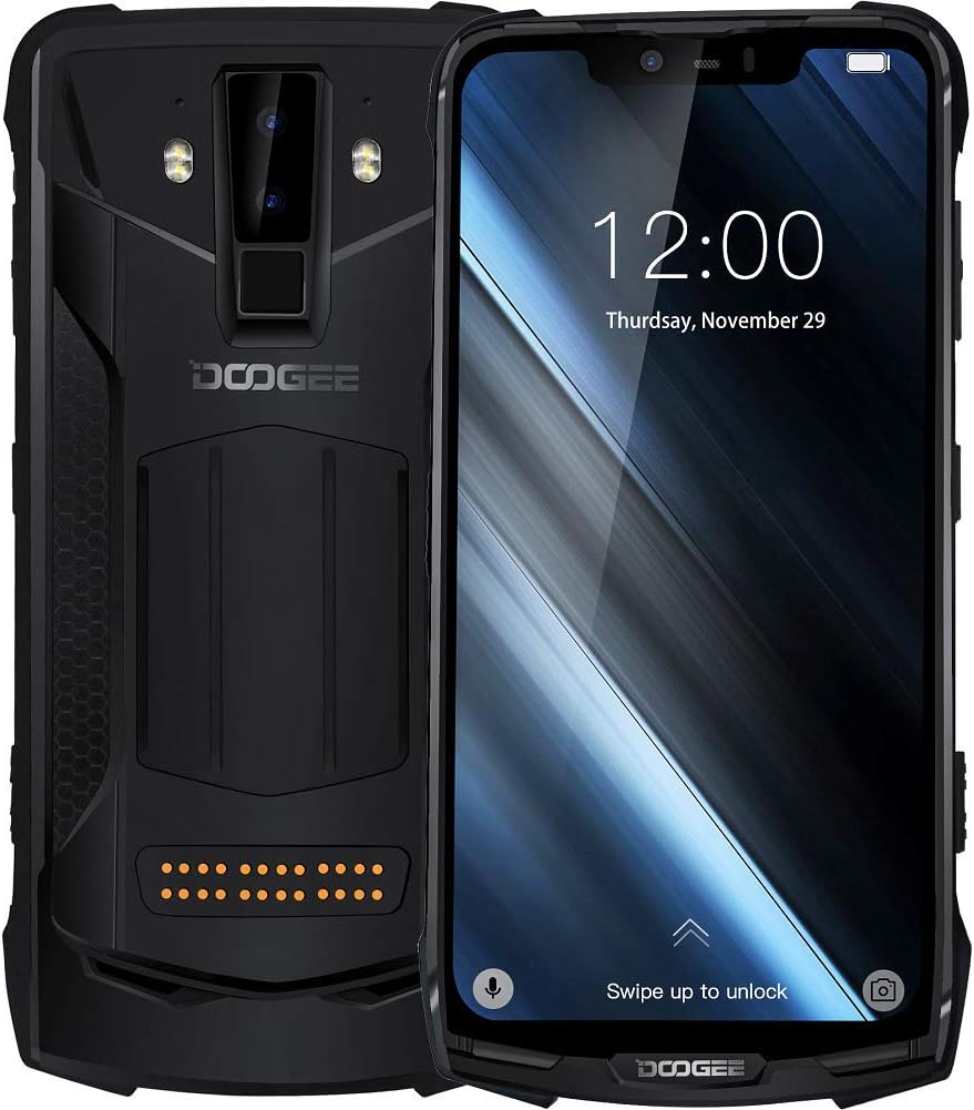 DOOGEE S90 - Versatile outdoor Android 8.1 smartphone(5050mAh battery), Helio P60 Octa-core 6GB+128GB, 6.18'' FHD+ screen, IP68//IP69K waterproof/shockproof, 16MP+8MP smart AI camera - Black