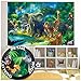 GREAT ART Photo Wallpaper – Jungle Animals – Picture Decoration Safari Colorful Wilderness Adventure Elephant Lion Monkey Parrot Rainforest Image Decor Wall Mural (82.7x55.1in - 210x140cm)