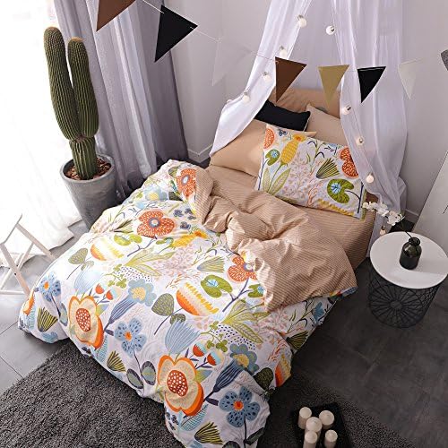 Leadtimes 100% Cotton Flower Duvet Cover Set Soft Bedding Set Collection 2 Pillow Shams and 1 duvet cover Queen/Full