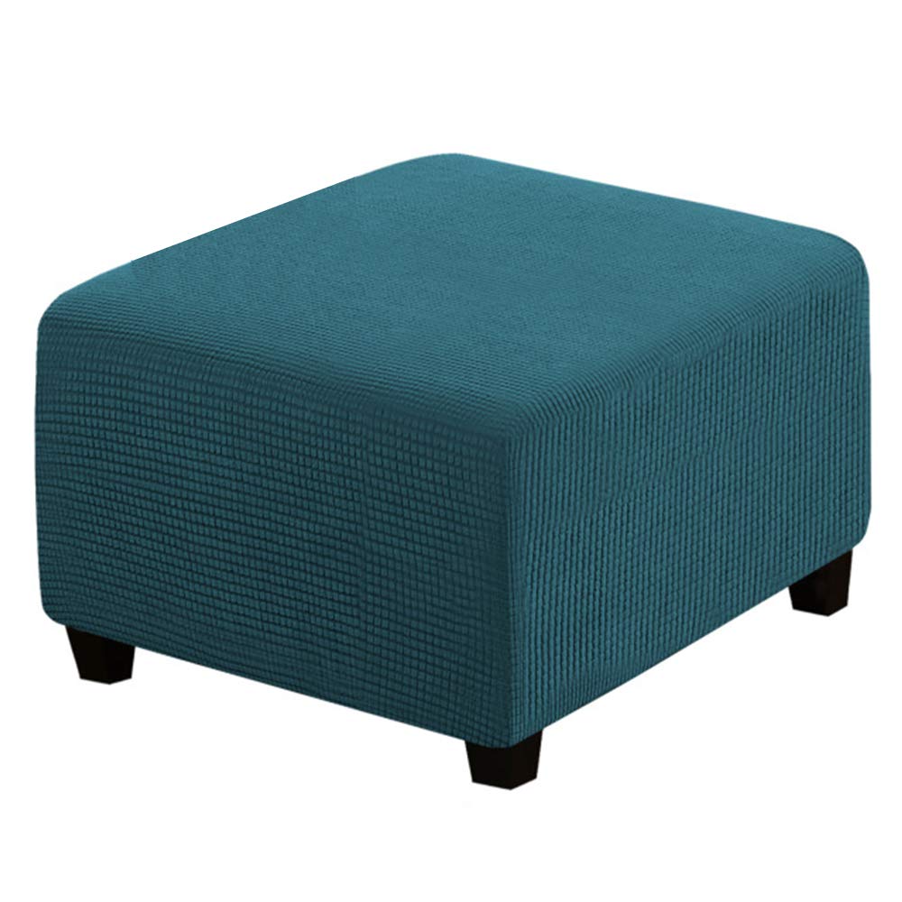Meigeh Stool Cover Square Pouf Coppertura Stool Cover Rectangular Pouf Cover Stool Cover Ottoman Protective Cover Deep Water Blue