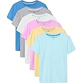 HoeVou 6 Pack Girls Shirts Cotton Short Sleeve T-Shirts for Girls Kids Tees Summer Tops Clothes