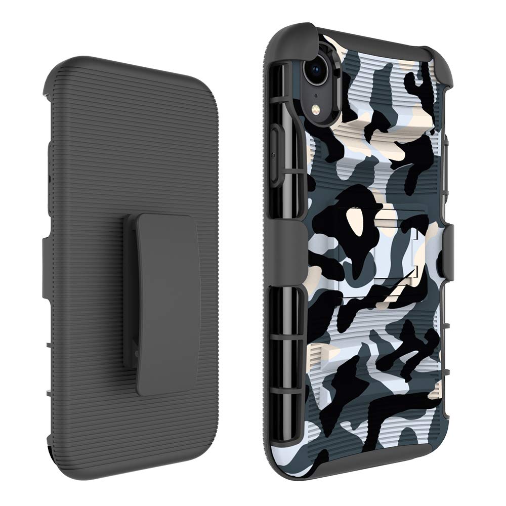 iPhone XR Case, Shockproof Heavy Duty Rugged Locking Swivel Holster Belt Clip Kickstand Magnetic Full Body Hard Armor Protective Shell Phone Cover Case Compatible with iPhone XR