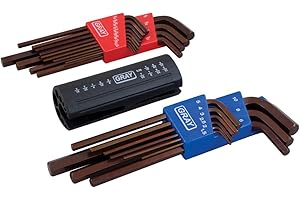 Gray Tools 68723 22 Piece SAE and Metric, Long Arm S2 Hex Key Set
