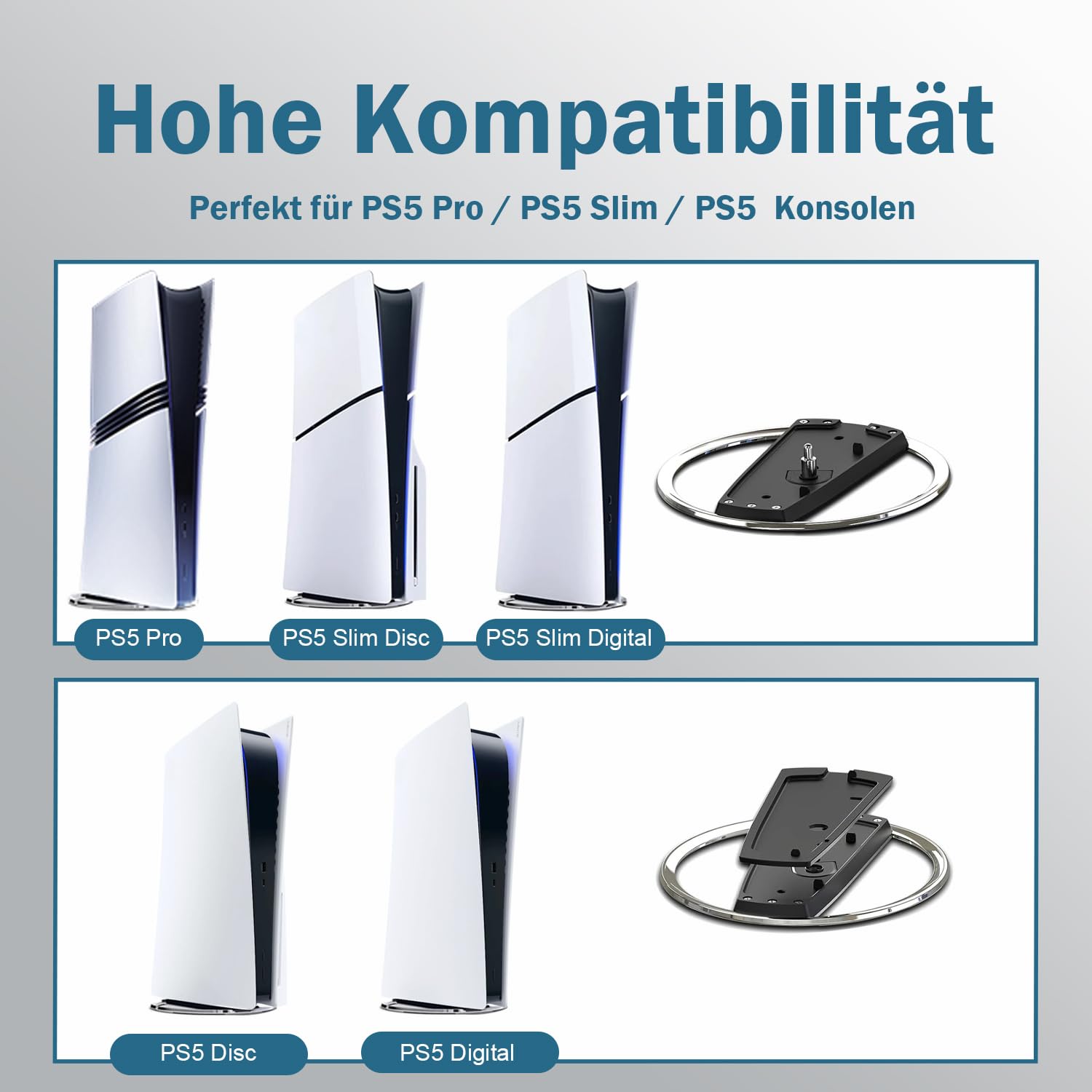 BYZANDQI Vertikaler Standfuß für PS5 / PS5 Pro / PS5 Slim Konsole 2