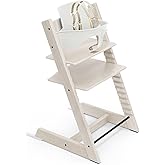 Tripp Trapp High Chair from Stokke, Whitewash - Adjustable, Convertible Chair for Children & Adults - includes Baby Set with 