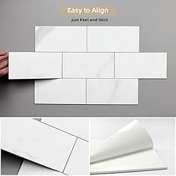 100-Piece White Marble Thick PVC Peel and Stick