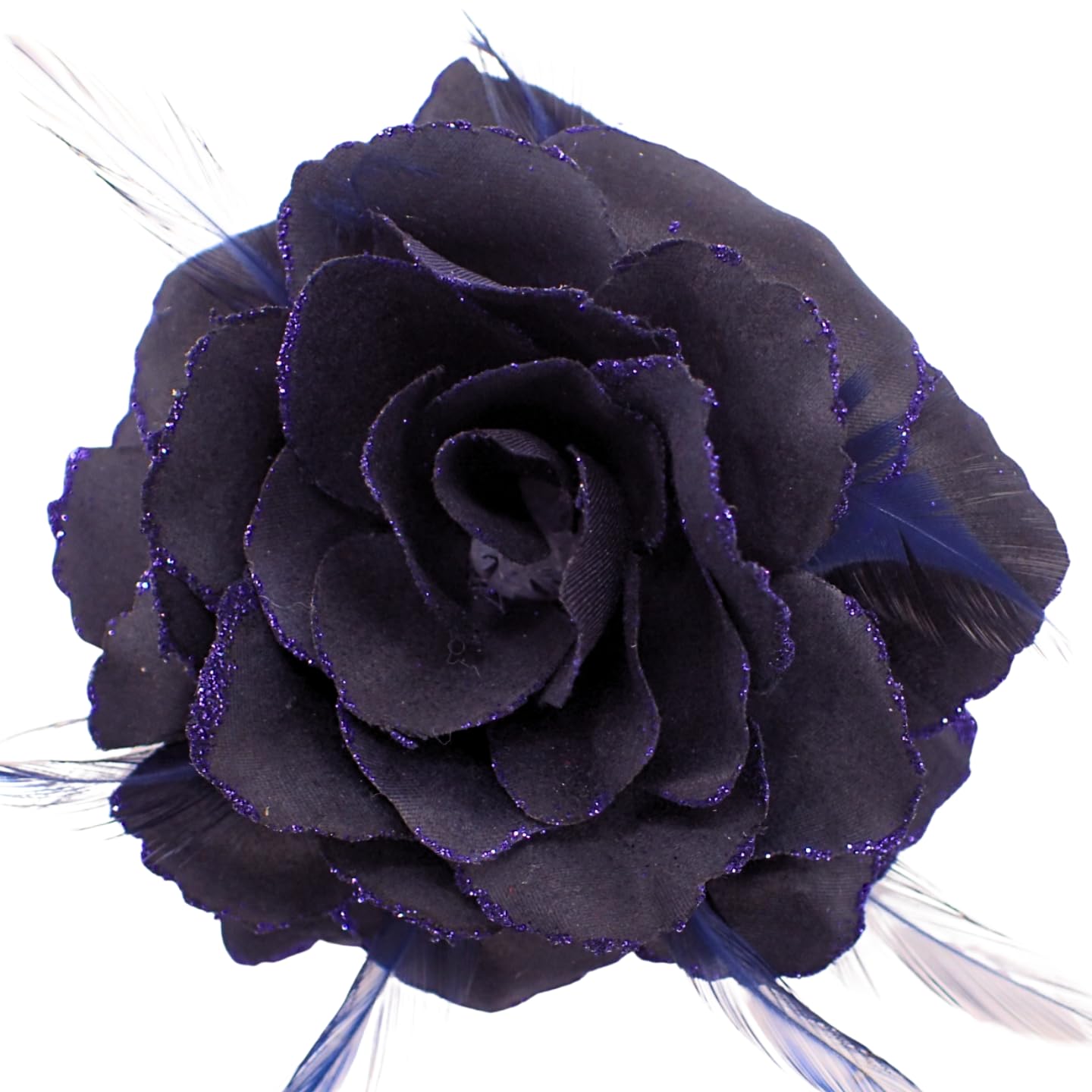 Topkids Accessories Rose Flower Hair Clip Hairband Brooch Safety Pin Hairpin Floral Corsage Fascinator Hair Band Aligator Beak Grip for Women & Girls Wedding Prom Party Special Occasion (Navy Blue)