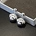 Double Sided Front Back Shell Pearl Beaded Silver Tone Elegant Stud Earrings (Grey Pearl)
