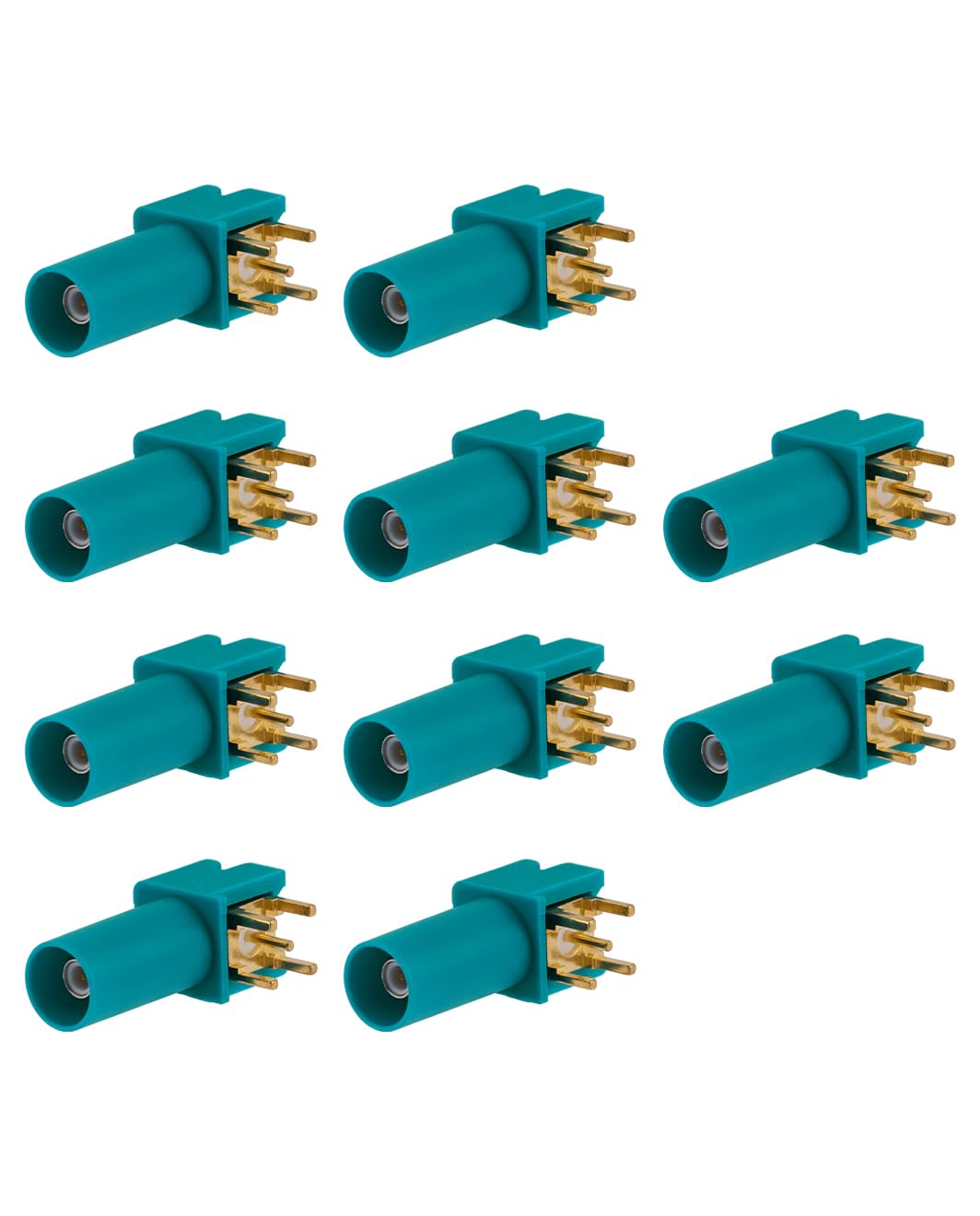 Vecys 10PCS Fakra Z Male Connectors Fakra Z Type Male Plug Right Angle Waterblue 5021 PCB Mount
