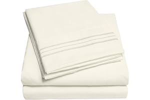 SWEET HOME COLLECTION 1500 Supreme Collection King Sheet Sets Ivory - Luxury Hotel Bed Sheets and Pillowcase Set for King Mattress - Extra Soft, Elastic Corner Straps, Deep Pocket Sheets, King Ivory