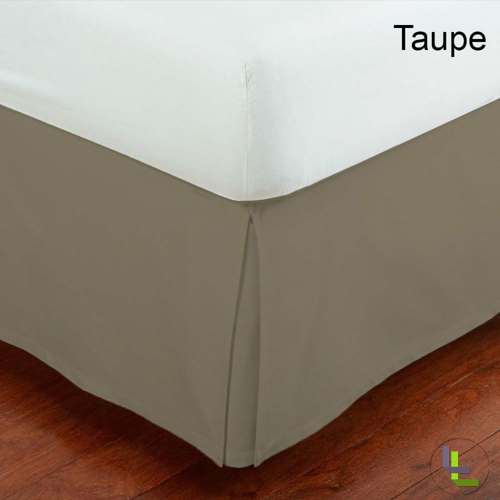 RishCreations Queen 300TC Taupe Solid 100% Egyptian Cotton 1PCs Box Pleated Bedskirt Solid (Drop Length: 22 inches) Superb Finish