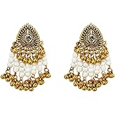 Boho Ball Tassel Crystal Dangle Earrings for Women Vintage Teardrop Chandelier Earrings with Cubic Zirconia Beaded Bollywood Indian Jhumka Jewelry for Festival Wedding Holiday