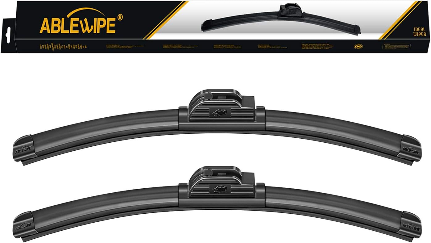 Windshield wiper baldes, Winter Summer Front Window 26" + 18" Inch Bracketless U J hook Beam Wiper Blades by Ablewipe NO. 1932-4 (set of 2)