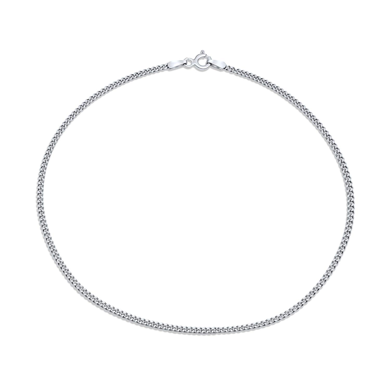 Bling Jewelry Simple Strong Plain Cuban Curb Chain Anklet Ankle Bracelet For Women Teen .925 Sterling Silver 9 Inch Made In Italy — image 1