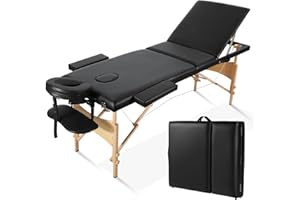 CAREBODA Massage Tables Portable Lash Bed for Eyelash Extensions 73 inch Long Tattoo Table Height Adjustable Professional 3-Fold Lightweight Facial Salon Spa Bed with Carrying Bag (Black)