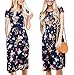 ZESICA Women's Summer Short Sleeve Floral Printed Casual Loose Swing Pleated T-Shirt Dress with Pockets