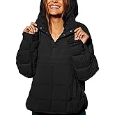 LNKQA Womens's Lightweight Down Coat Long Sleeve Button Quilted Pullover Puffer Jacket Packable Hooded Winter Coat