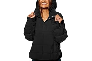 LNKQA Womens's Lightweight Down Coat Long Sleeve Button Quilted Pullover Puffer Jacket Packable Hooded Winter Coat