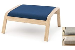 Vepping Lude Multi Colored Armchair Replacement Cover, Fits IKEA Poäng Armchair, Cushion not Included (Footstool Design 2, Cotton - Blue)